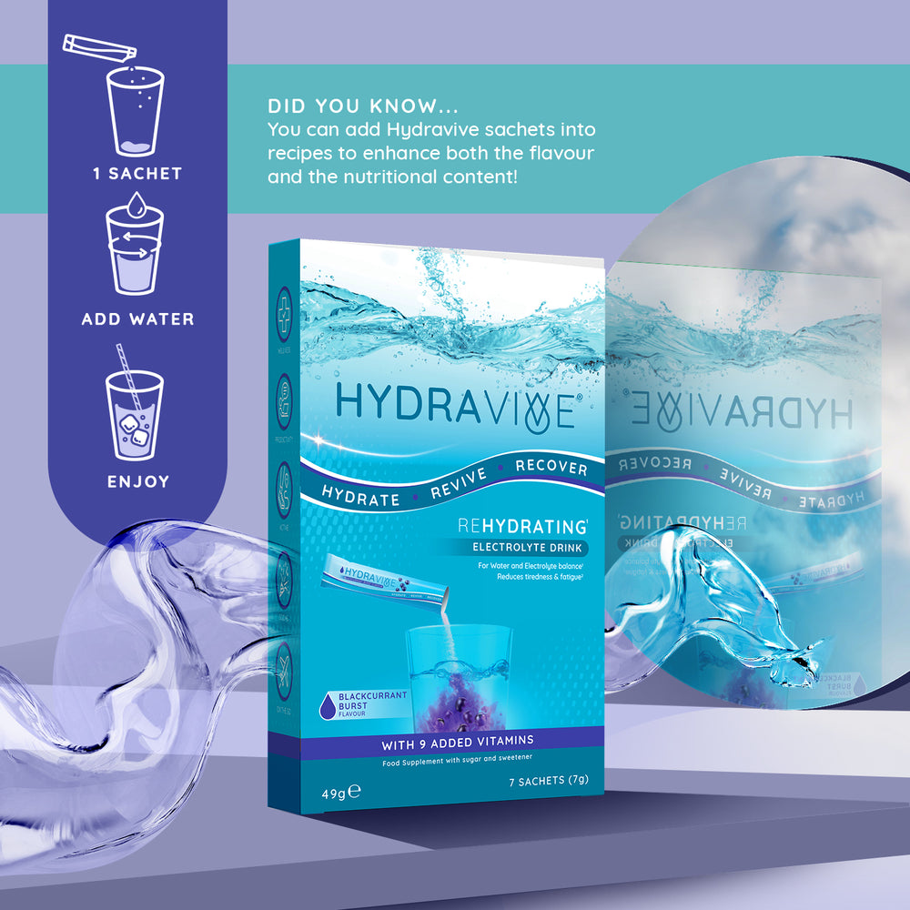 Hydravive Rapid Rehydration Electrolytes Powder - 21 Pack Blackcurrant