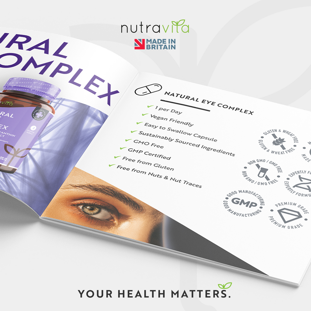 Natural Eye Complex 90 Vegan Capsules with Bilberry, Lutein & Zeaxanthin.