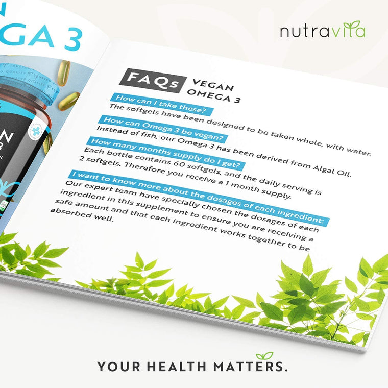 Vegan Omega 3 with 600mg DHA & 300mg EPA